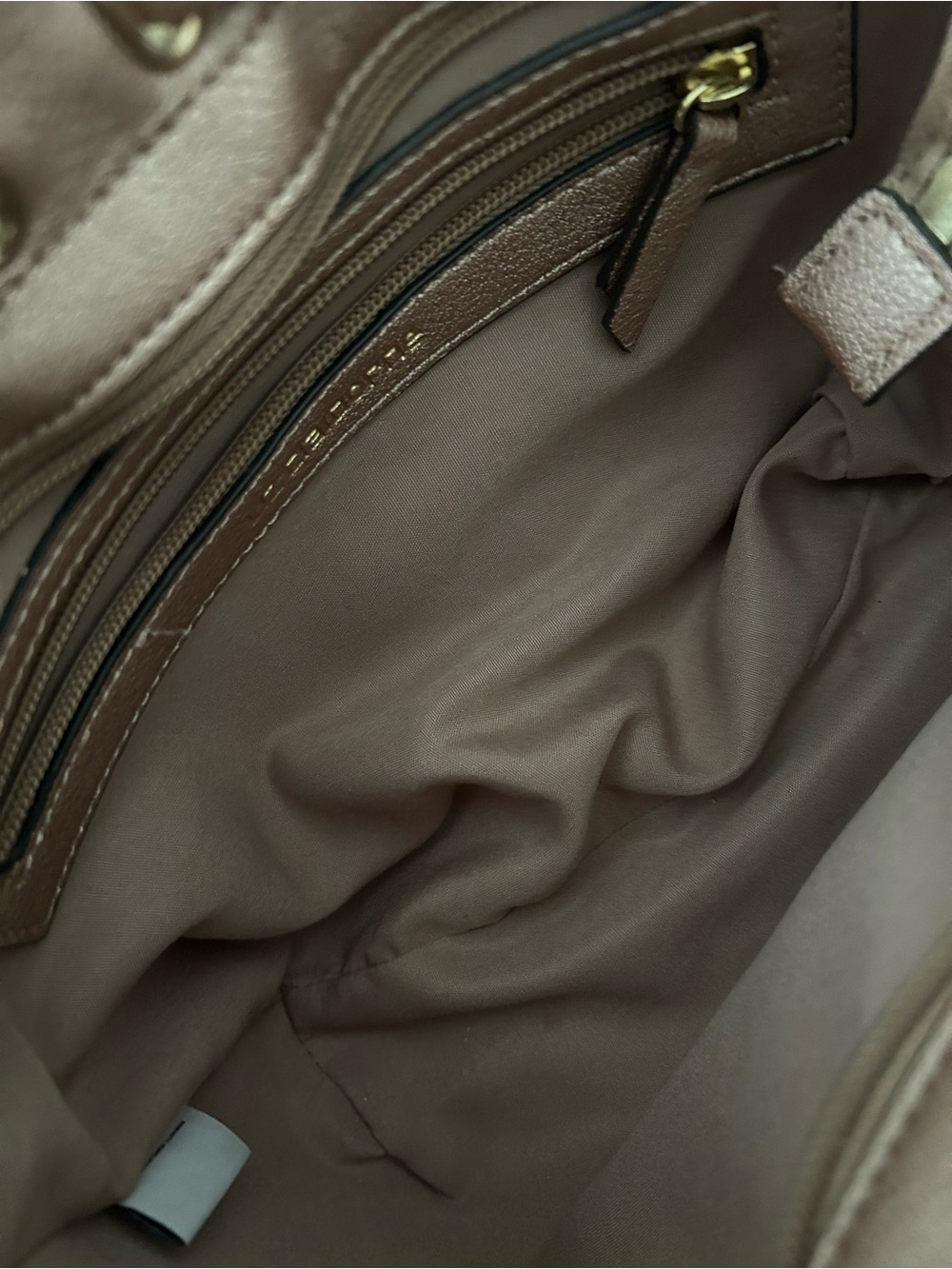 Liz Claiborne Chestnut Brown Pebbled Leather Shoulder Bag with Bow Detail - Picture 3 of 5